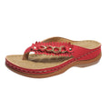 Sarah Express Women's Retro Wedge Sandals With Chain Red