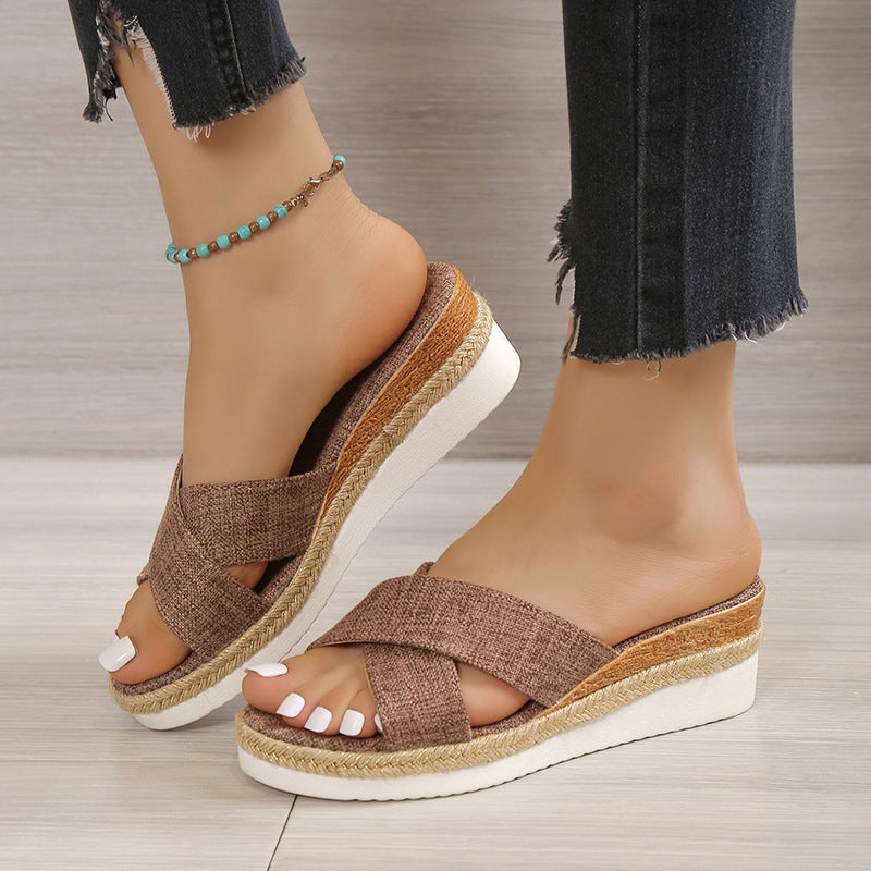 Sarah Express Women's Hemp Platform Wedge Sandals