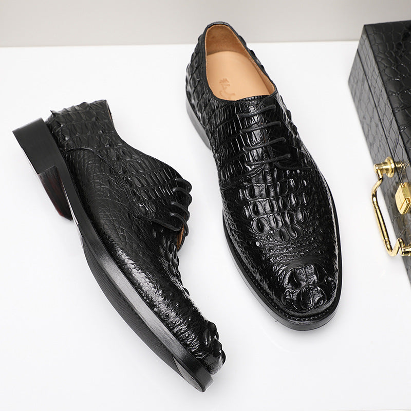 Sarah Express Men's Crocodile Pattern Leather Dress Shoes