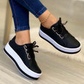 Sarah Express Ribbon Lace-Up Platform Sneakers Black