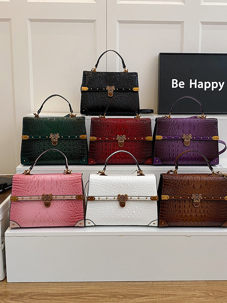 Sarah Express Crocodile Pattern Structured Women's Handbag