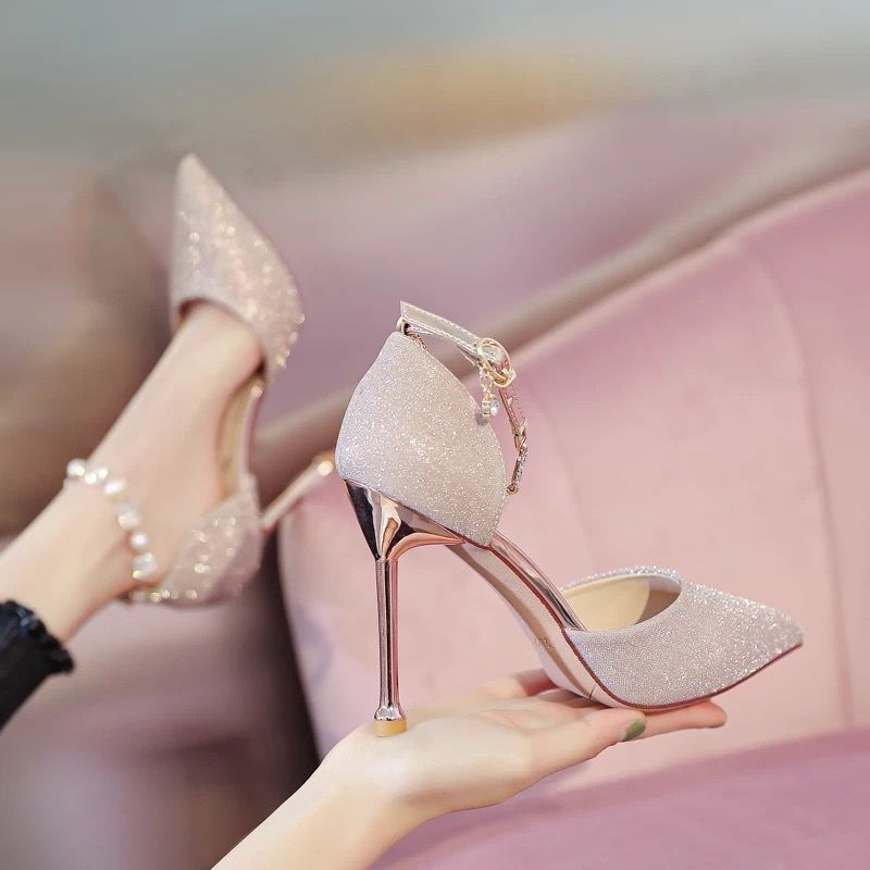 Sarah Express Glitter Pointed Toe Stiletto Wedding Heels