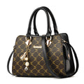 Sarah Express Geometric Print PU Messenger Bag Dark coffee black