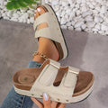 Sarah Express Women's Platform Sandals with Rivet Details Beige