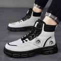 Sarah Express Men's British Style High Top Boots White And Black