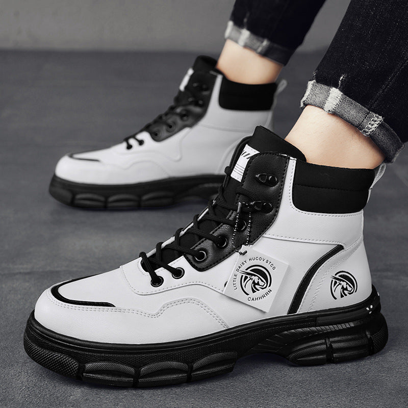 Sarah Express Men's British Style High Top Boots White And Black