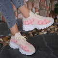 Sarah Express Women's Breathable Mesh Lace-Up Sneakers Pink