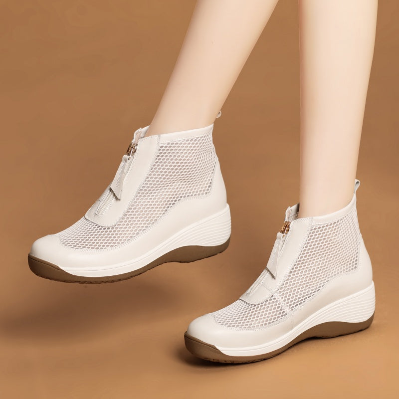 Sarah Express Breathable Mesh Front Zipper Ankle Boots