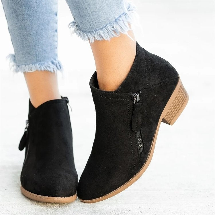 Sarah Express Women's Side Zipper Pointed Ankle Boots