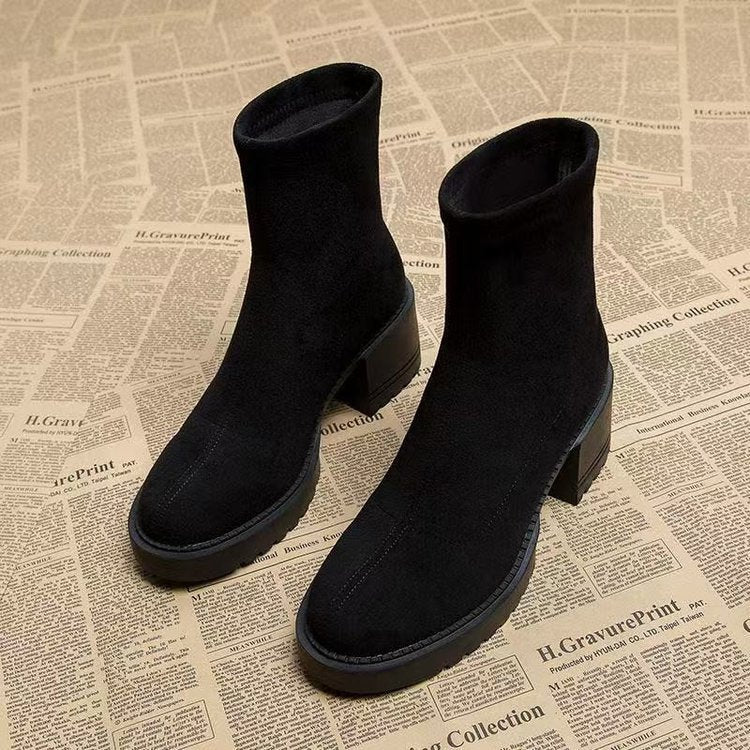 Sarah Express Women's Mid Heel Cutout Ankle Boots