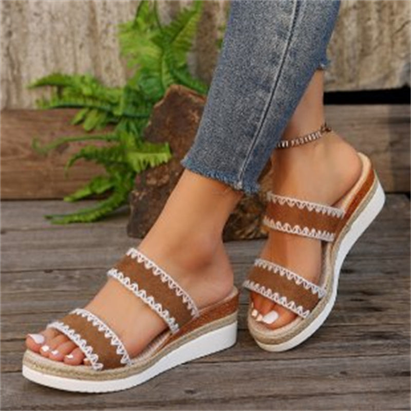 Sarah Express Woven Suede Platform Wedge Sandals