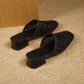 Sarah Express Woven Square Toe Casual Summer Sandals Black