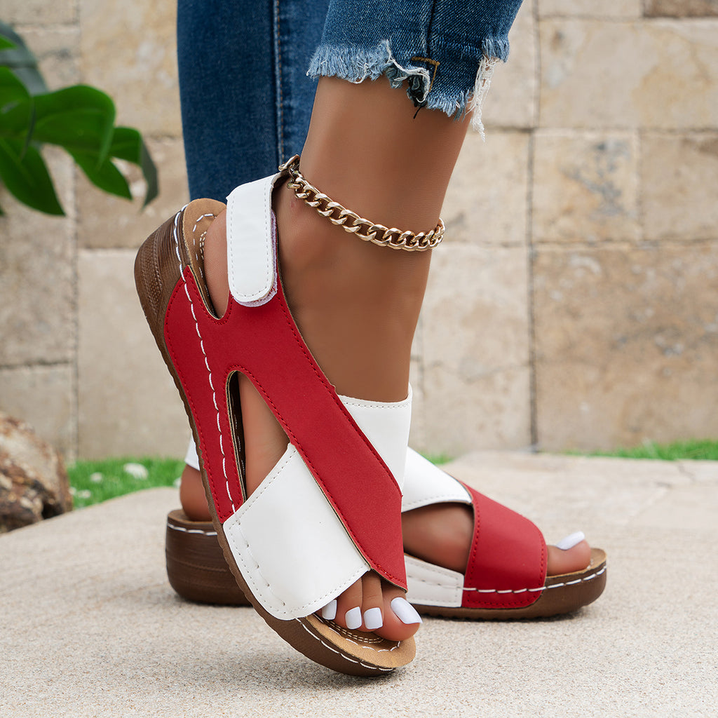 Sarah Express Women's Colorblock Wedge Sandals