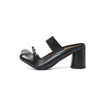 Sarah Express Washed Cowhide Leather Ballet Mule Sandals Black