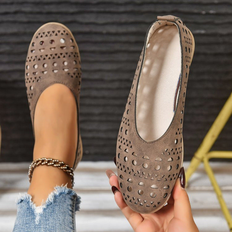 Sarah Express Women's Cutout Leather Flats