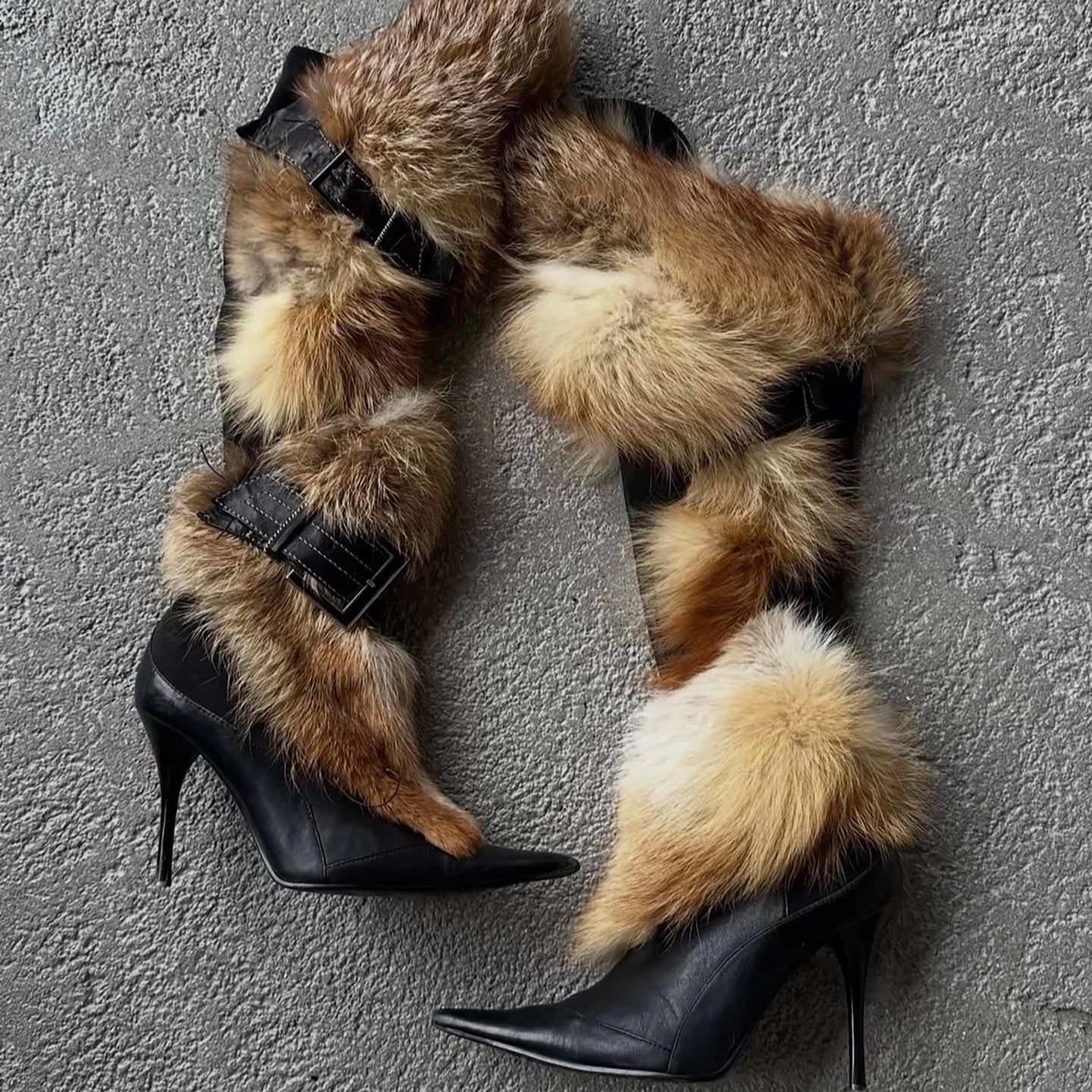 Sarah Express Fluffy Trim Stiletto Thigh-High Boots