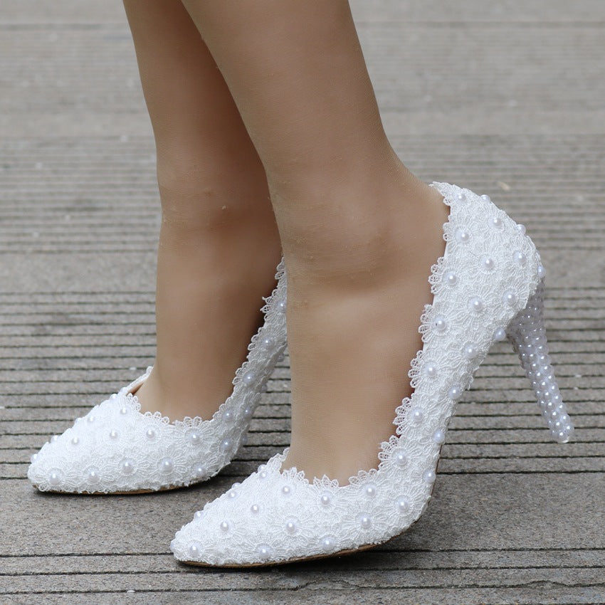 Sarah Express Pearl Lace Stiletto Wedding Heels