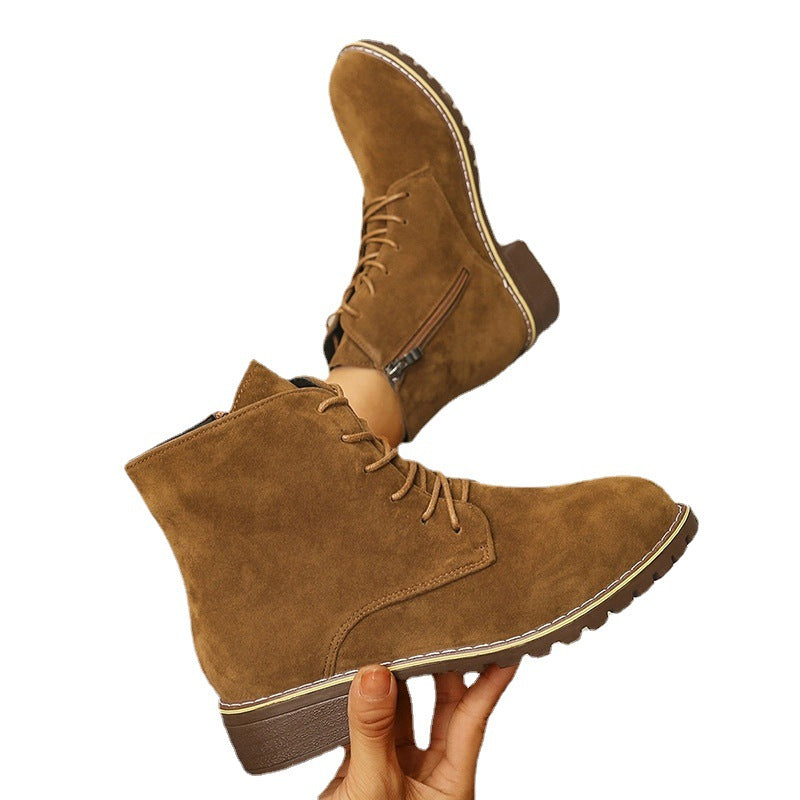 Sarah Express Round Toe Suede Martin Boots