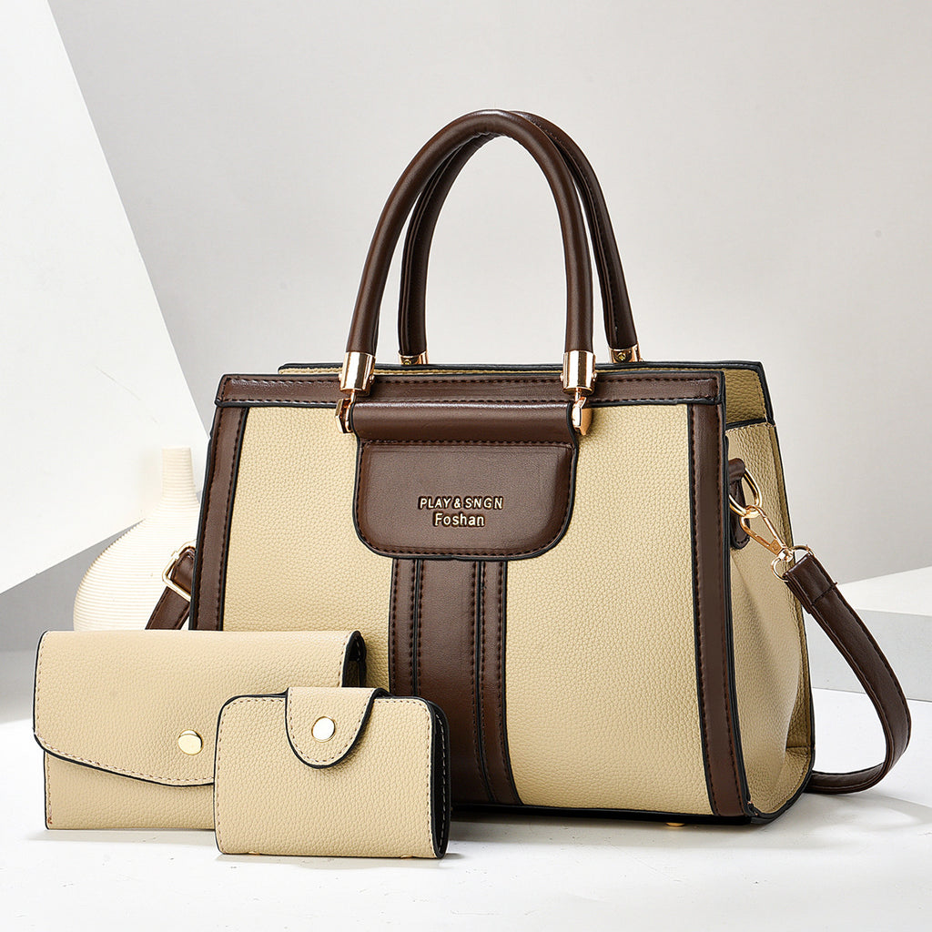 Sarah Express Multi-Pocket PU Leather Tote Bag Set