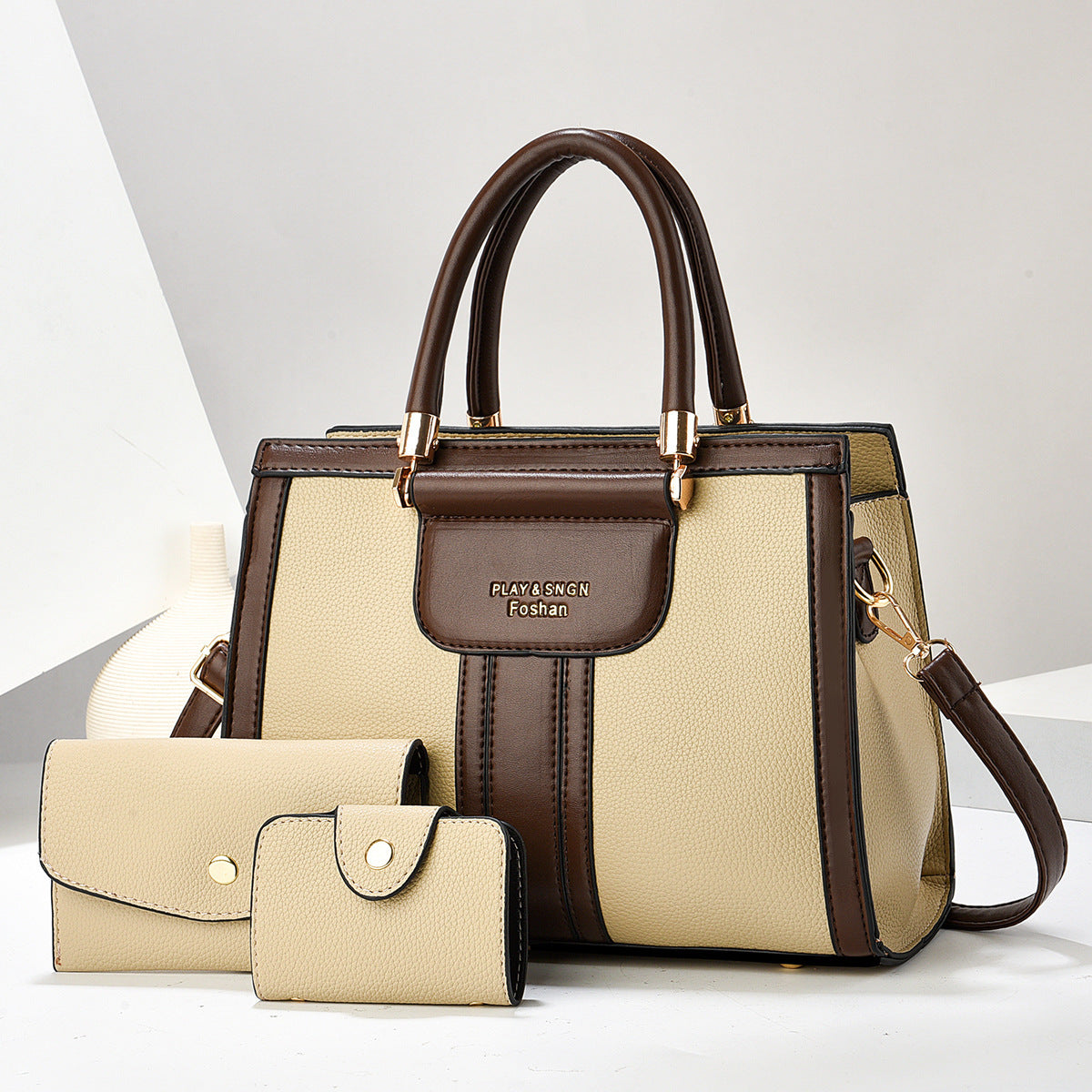 Sarah Express Multi-Pocket PU Leather Tote Bag Set