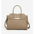 Sarah Express Top-Grain Leather Structured Tote Bag Elephant Gray 30X14.5X24