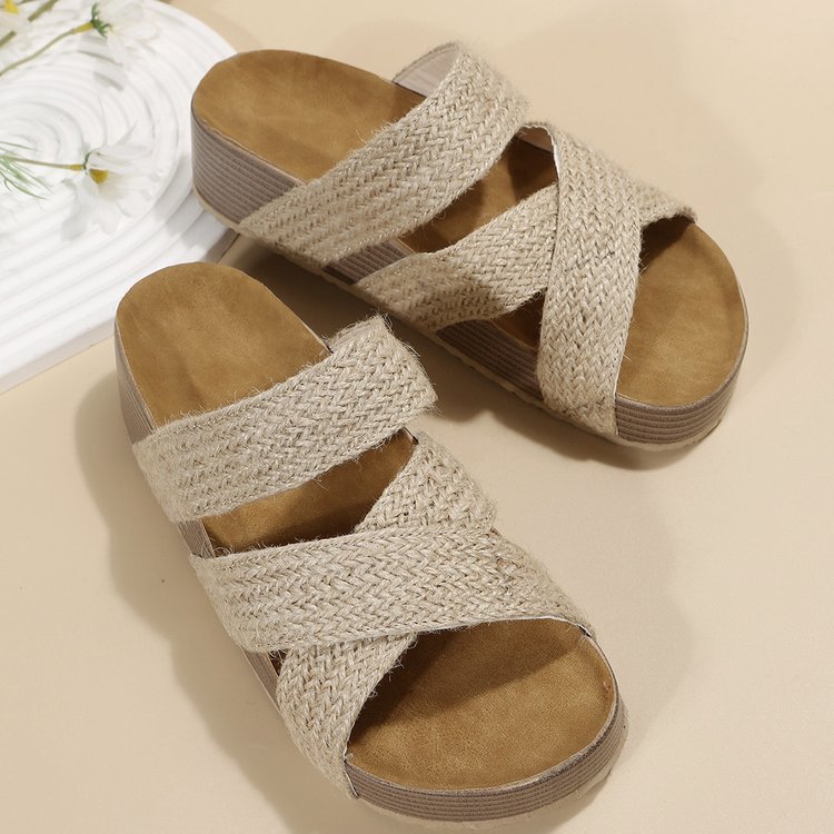 Sarah Express Woven Cross-Strap Platform Sandals