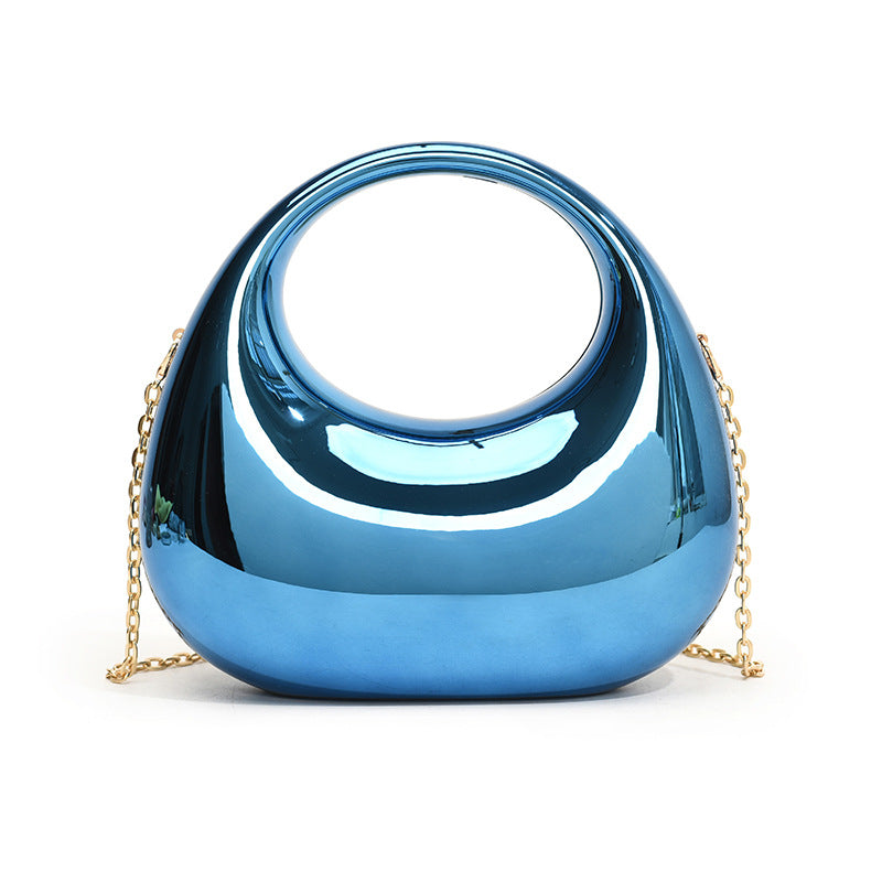 Sarah Express Acrylic Crescent Chain Shoulder Handbag Blue