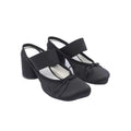 Sarah Express Satin Mary Jane Chunky Heel Flats Black