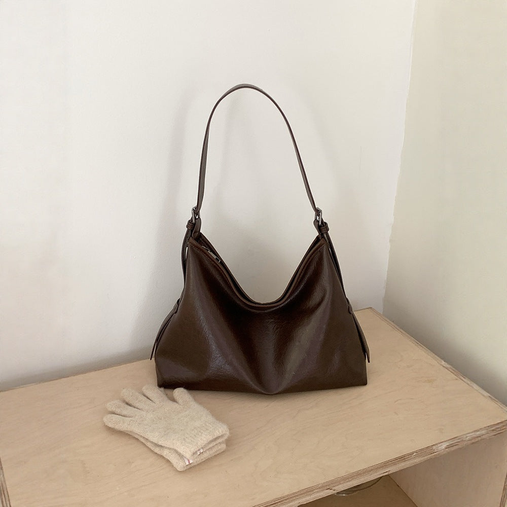Sarah Express Structured PU Leather Bucket Tote Bag