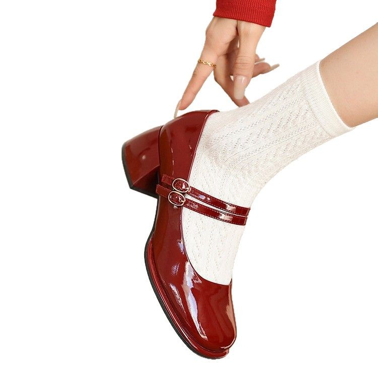 Sarah Express French-Style Chunky Heel Mary Jane Shoes