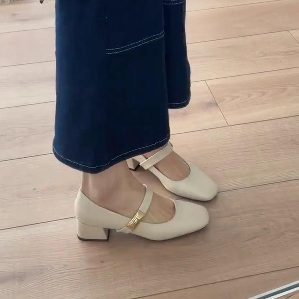 Sarah Express Square-Toe Mary Jane Chunky Heels