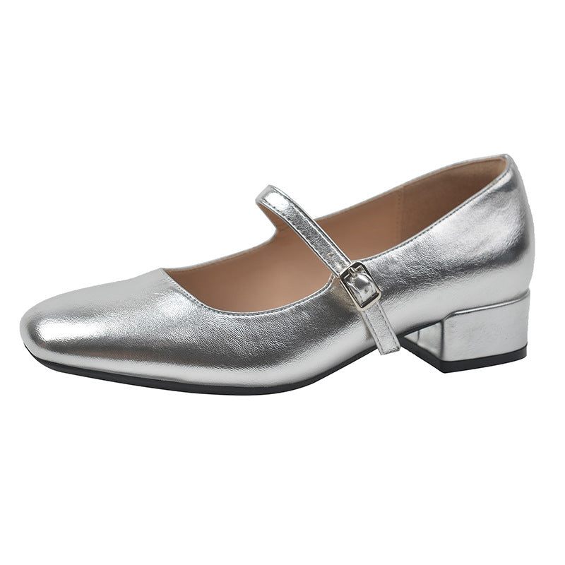 Sarah Express Square Toe Low Heel Mary Jane Pumps