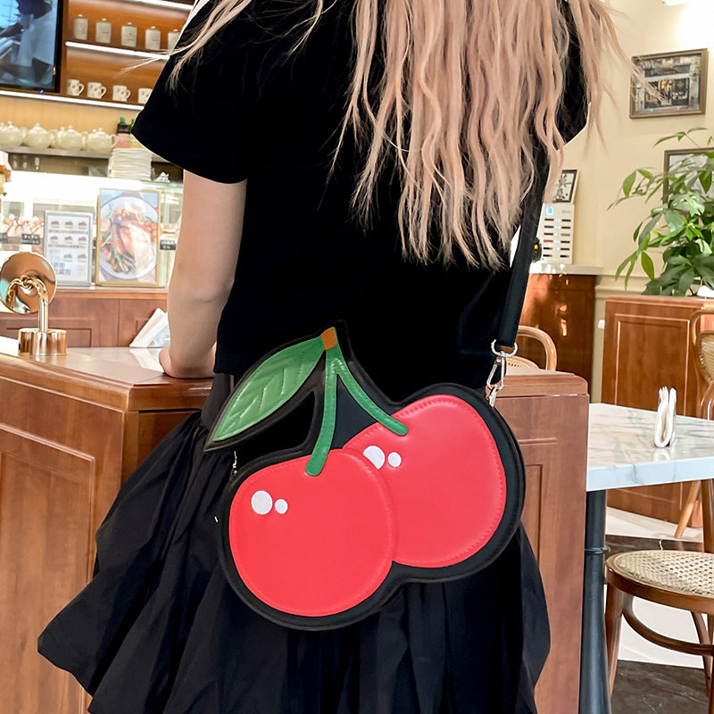 Sarah Express Cherry Patchwork Contrast Color Crossbody Bag