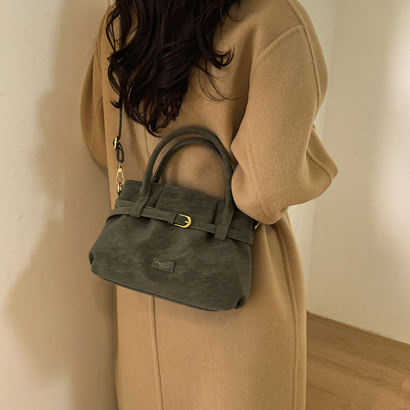 Sarah Express Matte Finish Horizontal Square Crossbody Bag Green