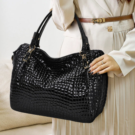 Sarah Express Crocodile Pattern Genuine Leather Tote Bag