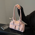 Sarah Express Bow-Tie Ribbon Bowling Shoulder Bag Pink With pendant