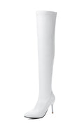 Sarah Express Over The Knee Stiletto Stretch Boots White
