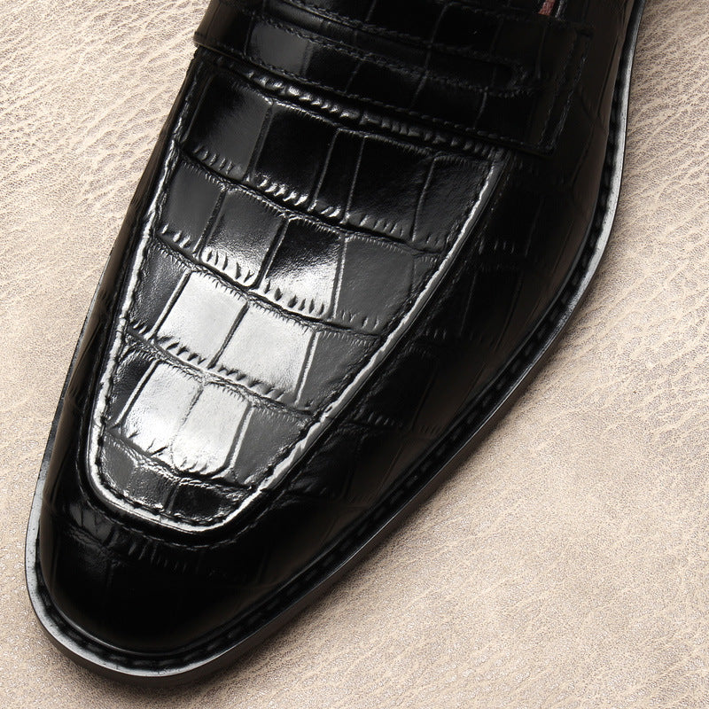 Sarah Express Men's Crocodile Pattern Leather Loafers
