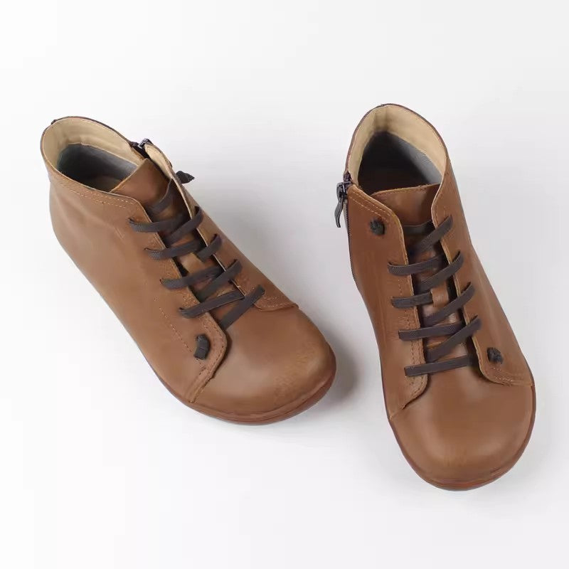 Sarah Express Cowhide Leather Mid-Calf Zipper Boots
