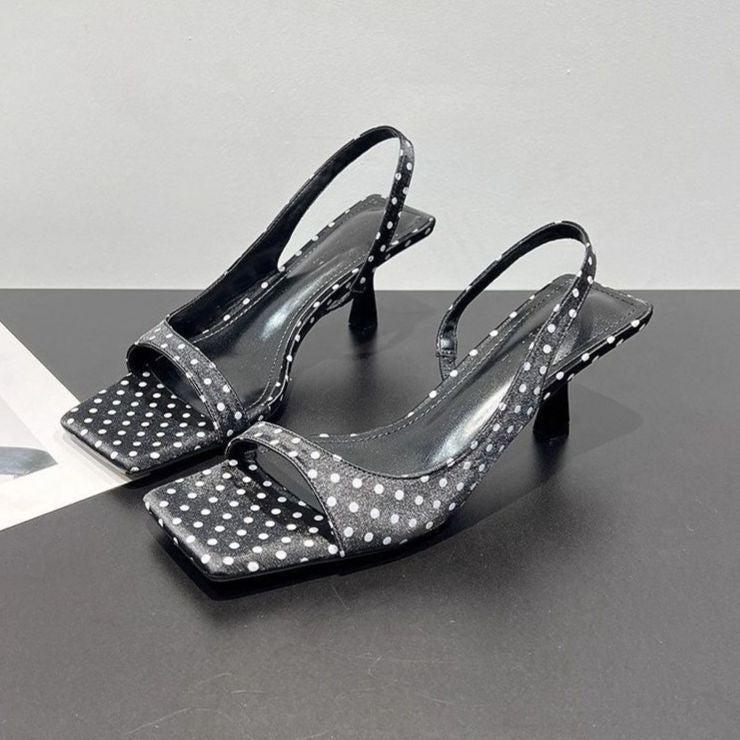 Sarah Express Stiletto Square-Toe Slingback Heels