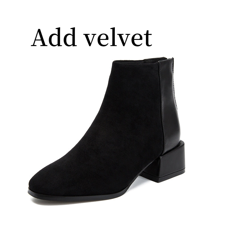 Retro Square Heel Pointed Toe Ankle Boots Fashion Versatile Chelsea Boot Women's Shoes – product detail alternate view 13