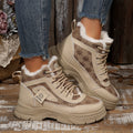 Sarah Express Fleece-Lined High-Top Platform Winter Boots Khaki