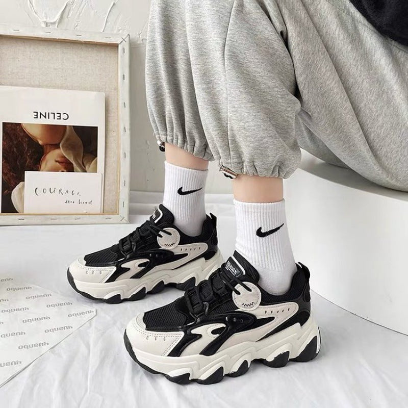 Sarah Express Women's Colorblock Mesh Lace-Up Sneakers Black