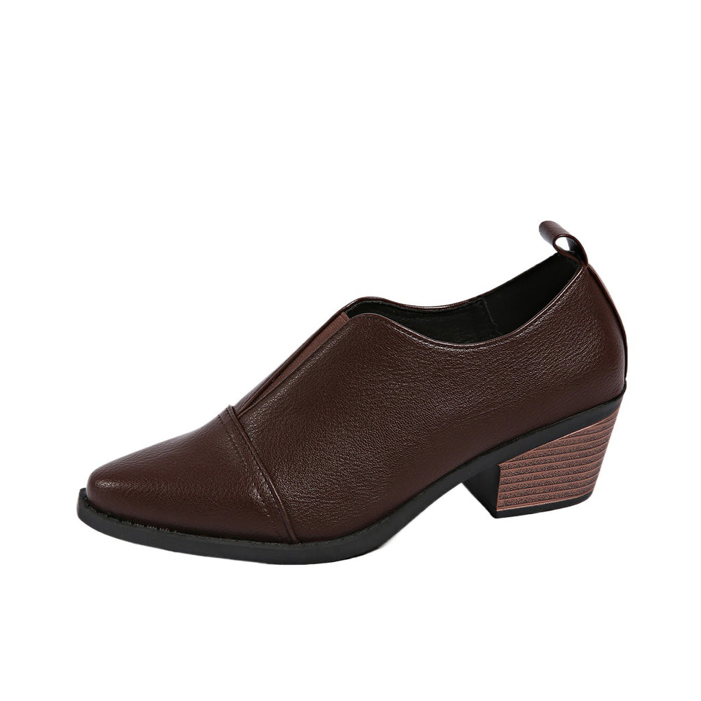 Sarah Express Pointed Toe Chunky Heel Casual Shoes