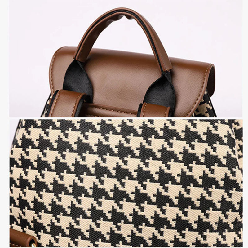 Sarah Express Houndstooth Pattern Casual Travel Backpack