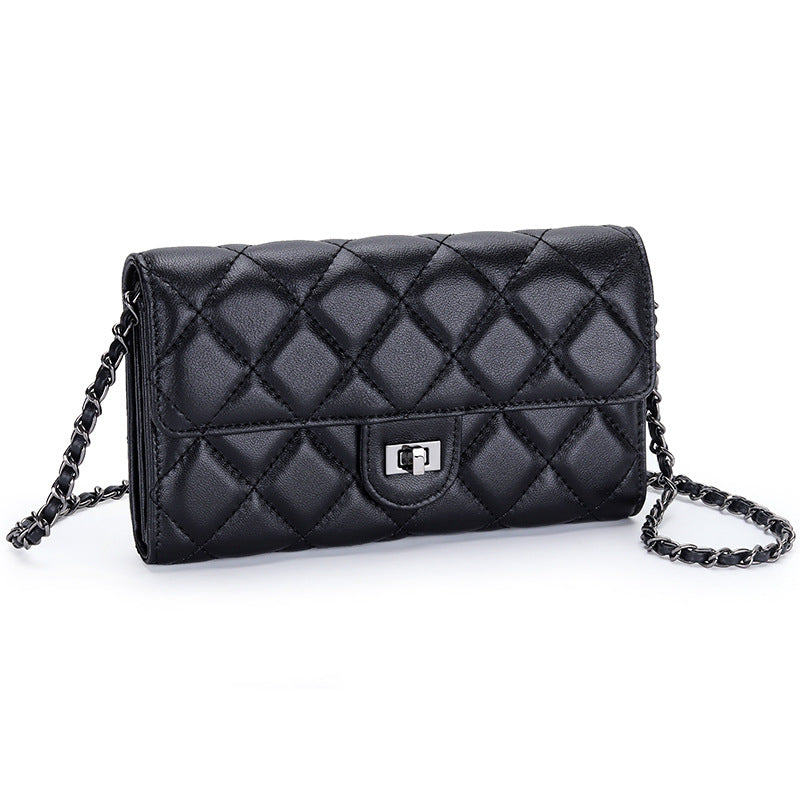 Sarah Express Embroidered Diamond Plaid Sheepskin Phone Bag
