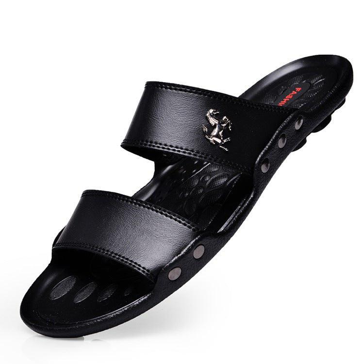 Sarah Express Men's Casual Open Toe Slip-On Slippers Black
