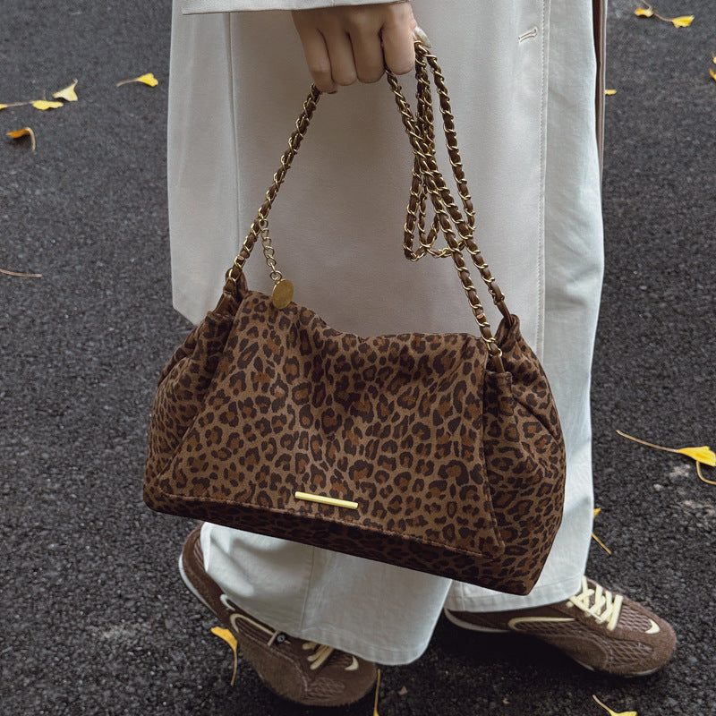 Sarah Express Leopard Print Shoulder Bag with Double Straps