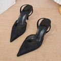 Sarah Express Shiny Mesh Pointed Toe Mule Heels Black