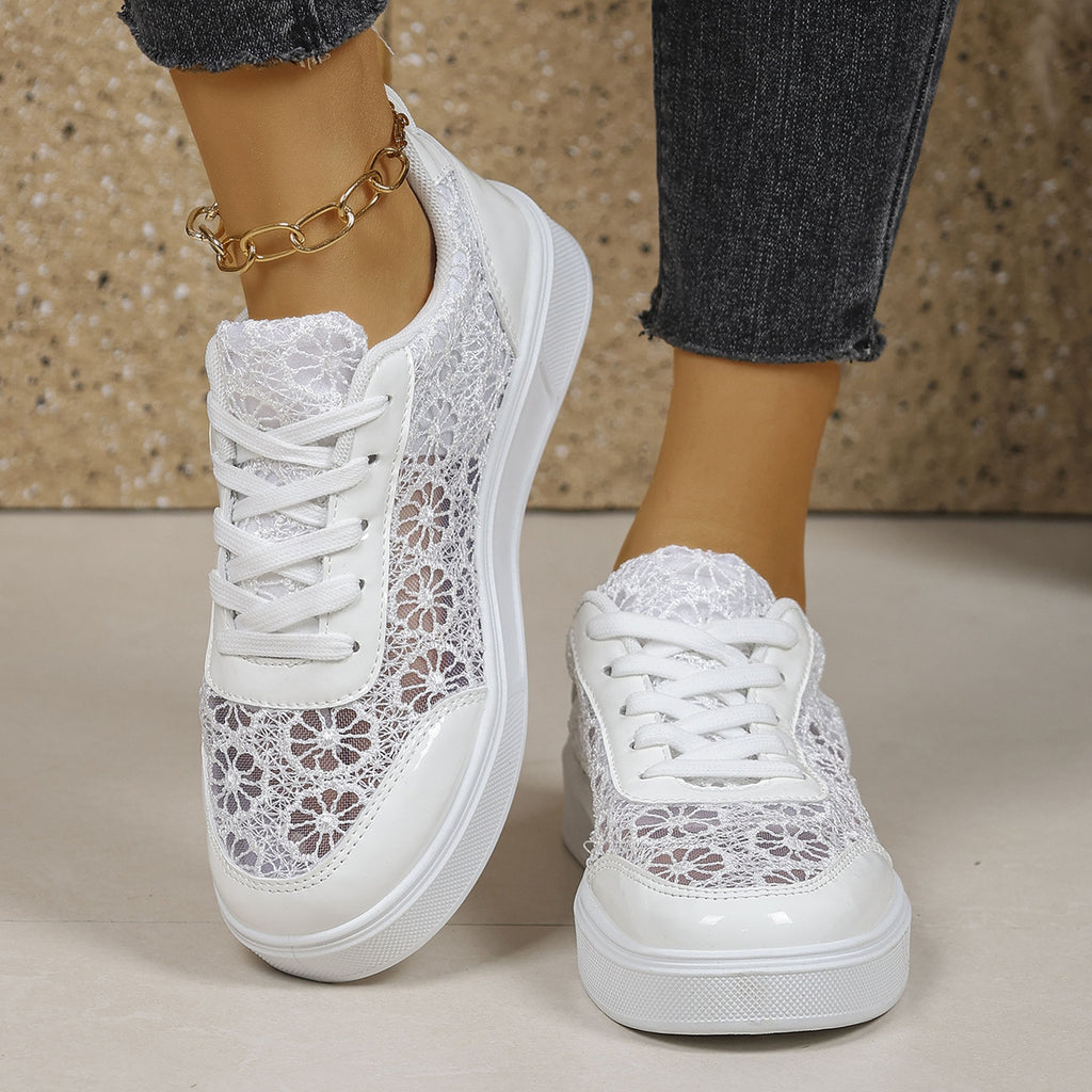 Sarah Express Cutout Breathable Lace-Up Platform Sneakers